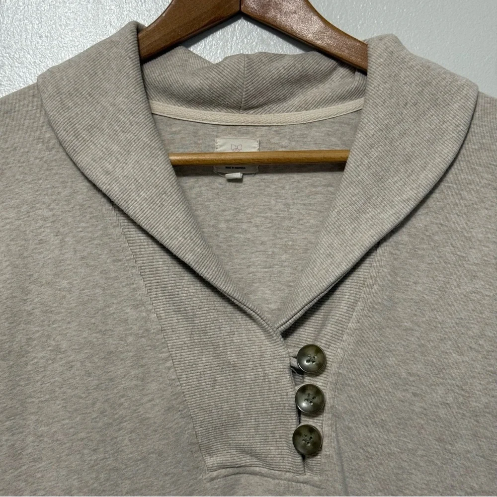 Banana Republic Factory Luxe Pullover Womens Medium Oatmeal Heather Shawl Collar